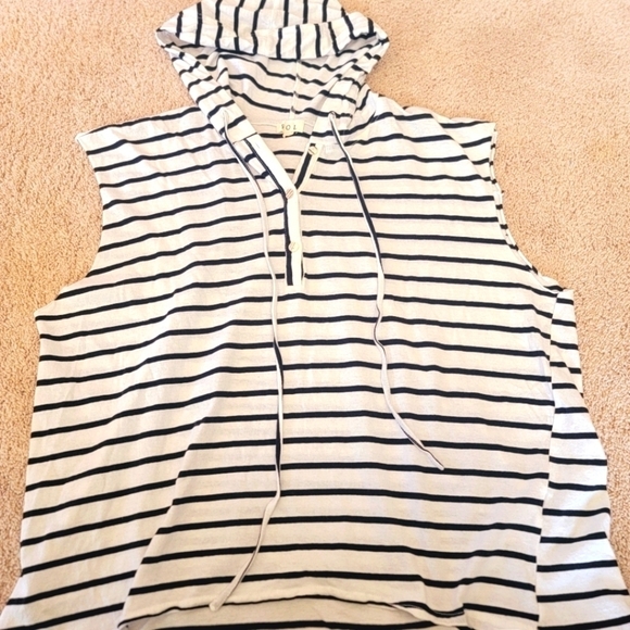 Pol Striped Hooded Top M - Picture 1 of 8